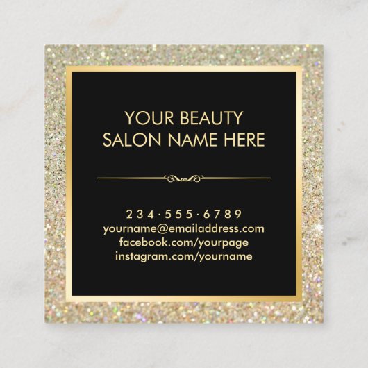 Trendy Gold Lips Glitter Sparkles Makeup Artist Vierkante Visitekaartje (Achterkant)