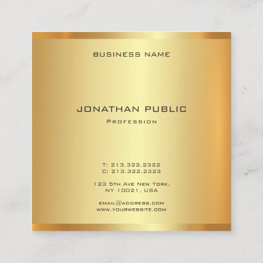 Trendy Gold Look Modern Elegant Professioneel Chic Vierkante Visitekaartje (Achterkant)