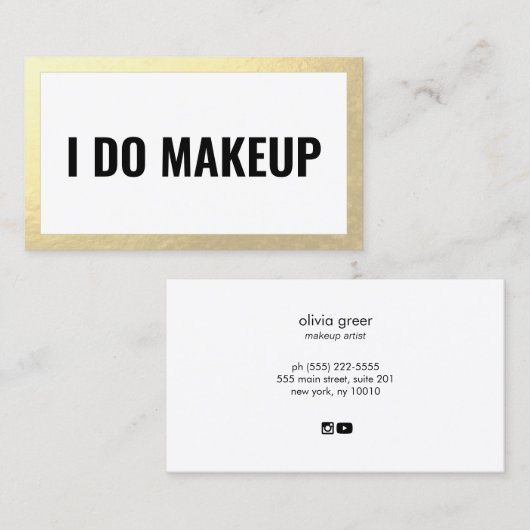 Trendy Gold Makeup Artist Visitekaartje (Voorkant / Achterkant)