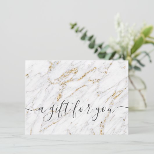 Trendy Gold marble elegant gift certificate (Staand voorkant)