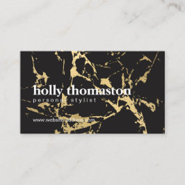 Trendy Gold Marble Pattern op Black Visitekaartje
