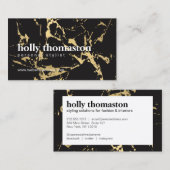 Trendy Gold Marble Pattern op Black Visitekaartje (Voorkant / Achterkant)