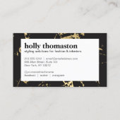 Trendy Gold Marble Pattern op Black Visitekaartje (Achterkant)