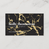 Trendy Gold Marble Pattern op Black Visitekaartje (Voorkant)
