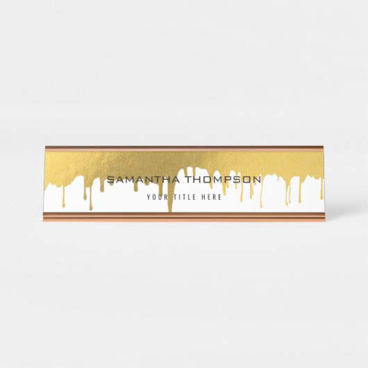 Trendy Gold Metallic Drivers Script Custom Bureau Naambordje (Voorkant)