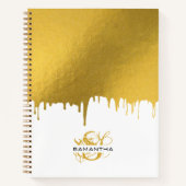 Trendy Gold Metallic Drivers Script Monogram Notitieboek (Voorkant)
