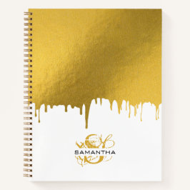 Trendy Gold Metallic Drivers Script Monogram Notitieboek