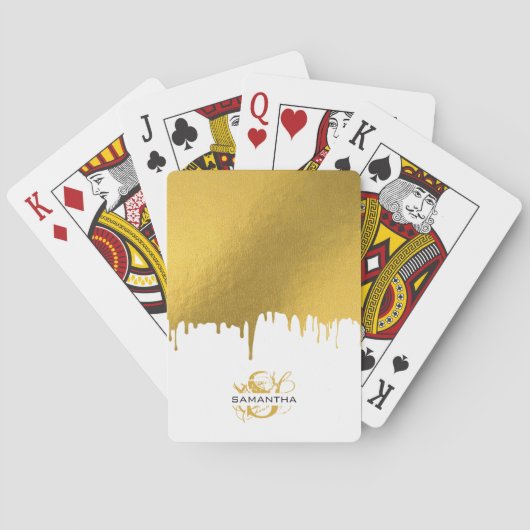 Trendy Gold Metallic Drivers Script Monogram Pokerkaarten (Achterkant)