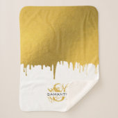 Trendy Gold Metallic Drivers Script Monogram Sherpa Deken (Voorkant)