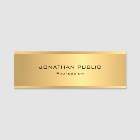 Trendy Gold Metallic look Sjabloon Elegant Modern Naamplaatje (Voorkant)
