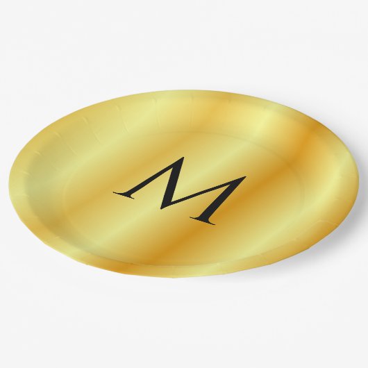 Trendy Gold Modern Elegant Monogrammed Sjabloon Papieren Bordje (Gekanteld)
