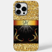 Trendy Gold Monogram 14 Pro Max hoesje (Achterkant)