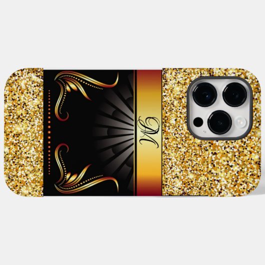 Trendy Gold Monogram 14 Pro Max hoesje (Achterkant (horizontaal))