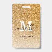 Trendy Gold Monogram Initiaal Script Name Employee Badge (Achterkant)