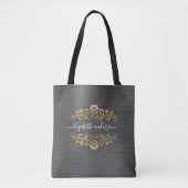 Trendy Gold Monogram Name Script Canvas tas (Voorkant)