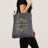 Trendy Gold Monogram Name Script Canvas tas (Dichtbij)