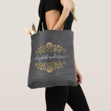 Trendy Gold Monogram Name Script Canvas tas