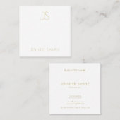 Trendy Gold Monogrammed Modern Simple Plain Luxe Vierkante Visitekaartje (Voorkant / Achterkant)