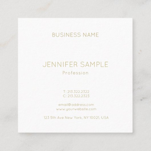 Trendy Gold Monogrammed Modern Simple Plain Luxe Vierkante Visitekaartje (Achterkant)