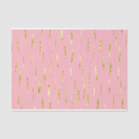 Trendy Gold Paint Strokes Roze Tissuepapier (Voorkant)