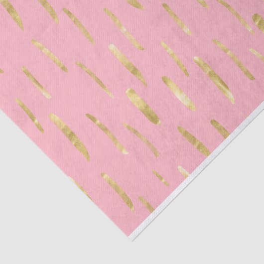 Trendy Gold Paint Strokes Roze Tissuepapier (Detail)