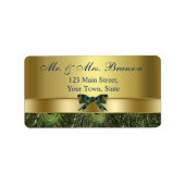Trendy Gold Peacock Wedding Custom Monogram Etiket (Voorkant)