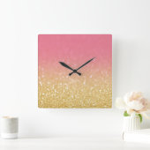 Trendy Gold Pink Ombre Glitter Wall klok (Huis)