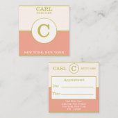 Trendy Gold Pink Salmon Beauty Salon Monogram Vierkante Visitekaartje (Voorkant / Achterkant)