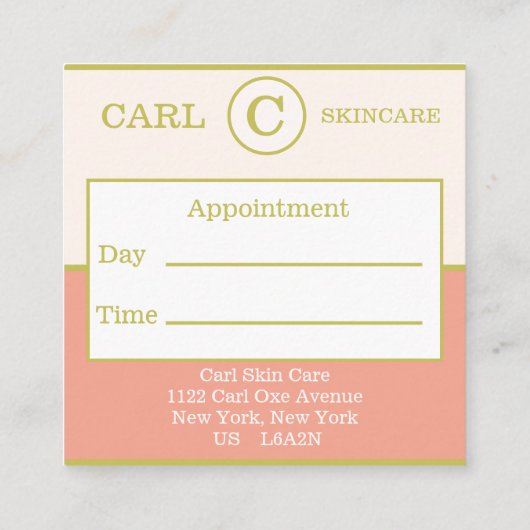 Trendy Gold Pink Salmon Beauty Salon Monogram Vierkante Visitekaartje (Achterkant)