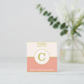 Trendy Gold Pink Salmon Beauty Salon Monogram Vierkante Visitekaartje (Staand voorkant)