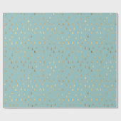 Trendy Gold Raindrops Cyan Cadeaupapier (Vlak)