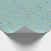 Trendy Gold Raindrops Cyan Cadeaupapier (Hoek)