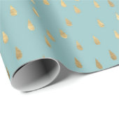 Trendy Gold Raindrops Cyan Cadeaupapier (Rol Hoek)