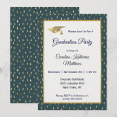 Trendy Gold Raindrops Slate Grey Afstuderen Kaart (Voorkant / Achterkant)