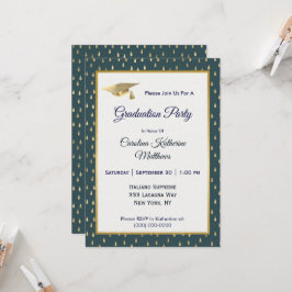 Trendy Gold Raindrops Slate Grey Afstuderen Kaart