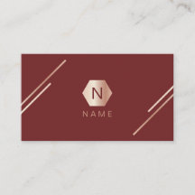 Trendy Gold Roos Burgundy Monogram Visitekaartje