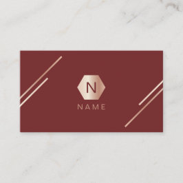 Trendy Gold Roos Burgundy Monogram Visitekaartje