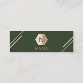 Trendy Gold Roos Monogram Green Mini Visitekaartje