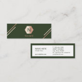 Trendy Gold Roos Monogram Green Mini Visitekaartje (Voorkant / Achterkant)