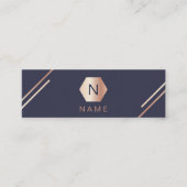 Trendy Gold Roos Monogram Navy Mini Visitekaartje (Voorkant)