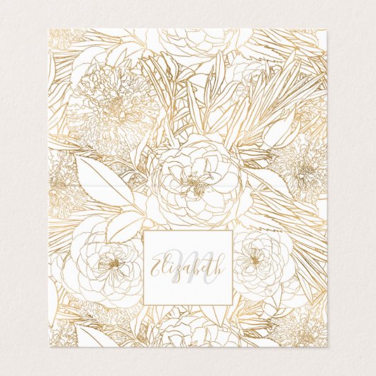 Trendy Gold-Rozen en gemarigold Flowers — Wit ontw Visitekaartje (Buitenkant ongevouwen)