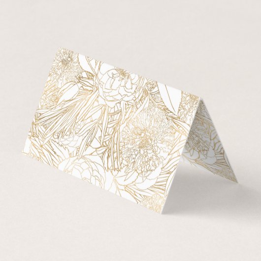 Trendy Gold-Rozen en gemarigold Flowers — Wit ontw Visitekaartje (Achterkant)