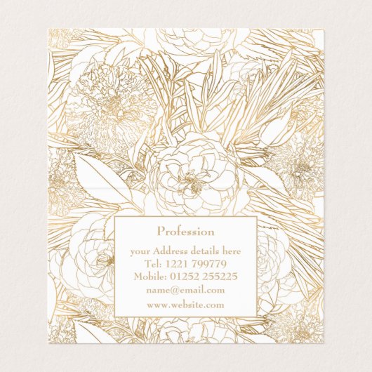 Trendy Gold-Rozen en gemarigold Flowers — Wit ontw Visitekaartje (Binnenkant ongevouwen)