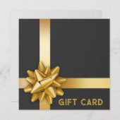 Trendy Gold Satin Ribbon Gift Bow Black Cadecard (Voorkant / Achterkant)