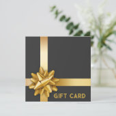 Trendy Gold Satin Ribbon Gift Bow Black Cadecard (Staand voorkant)