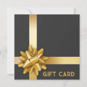 Trendy Gold Satin Ribbon Gift Bow Black Cadecard (Voorkant)
