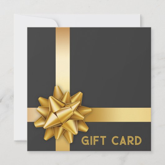 Trendy Gold Satin Ribbon Gift Bow Black Cadecard (Voorkant)