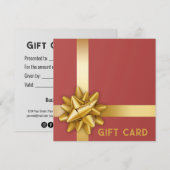 Trendy Gold Satin Ribbon Gift Bow Red CadeKaart (Voorkant / Achterkant)
