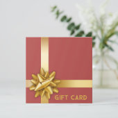 Trendy Gold Satin Ribbon Gift Bow Red CadeKaart (Staand voorkant)