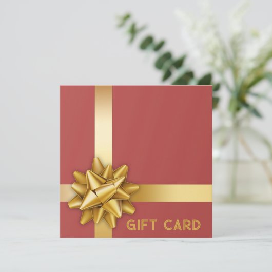 Trendy Gold Satin Ribbon Gift Bow Red CadeKaart (Staand voorkant)